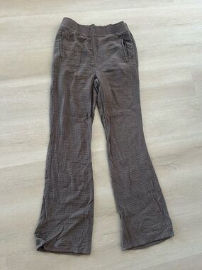 Zara Relaxed Cotton Gauze Wide-Leg Pants in Charcoal Brown